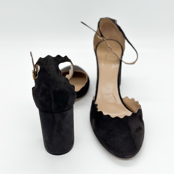 CHLOÉ Lauren Black suede leather scallop-edged d'Orsay pumps - Picture 5 of 8